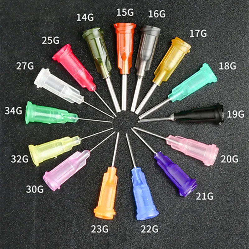 100pcs Screw Precision Tips Liquid Glue Dispenser Syringe Luer Lock Needles 14 15 16 17 18 19 20 21 22 23 24 25 28 30 34G Gauge