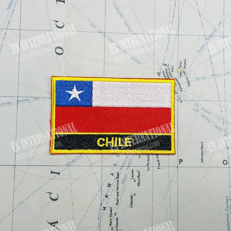 CHILE National Flag Embroidery Patches Badge Shield Square And Shape Pin  One Set  On The Cloth Armband   Backpack  Decoration