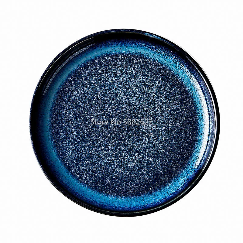 Japanese Kiln Glaze Deep Blue Dinner Plates 8inch 10inch Dishes Steak Platter