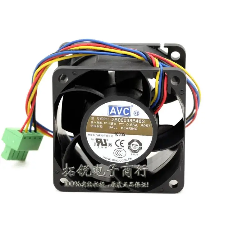 

AVC 2 B06038B48S 6038 6CM 48V 0.56A четырехпроводный ШИМ Вентилятор охлаждения с двумя шариками