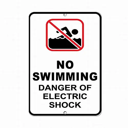 No Swimming Danger of Electric Shock Hazard Sign Safety Sign Tin Sign 12x16