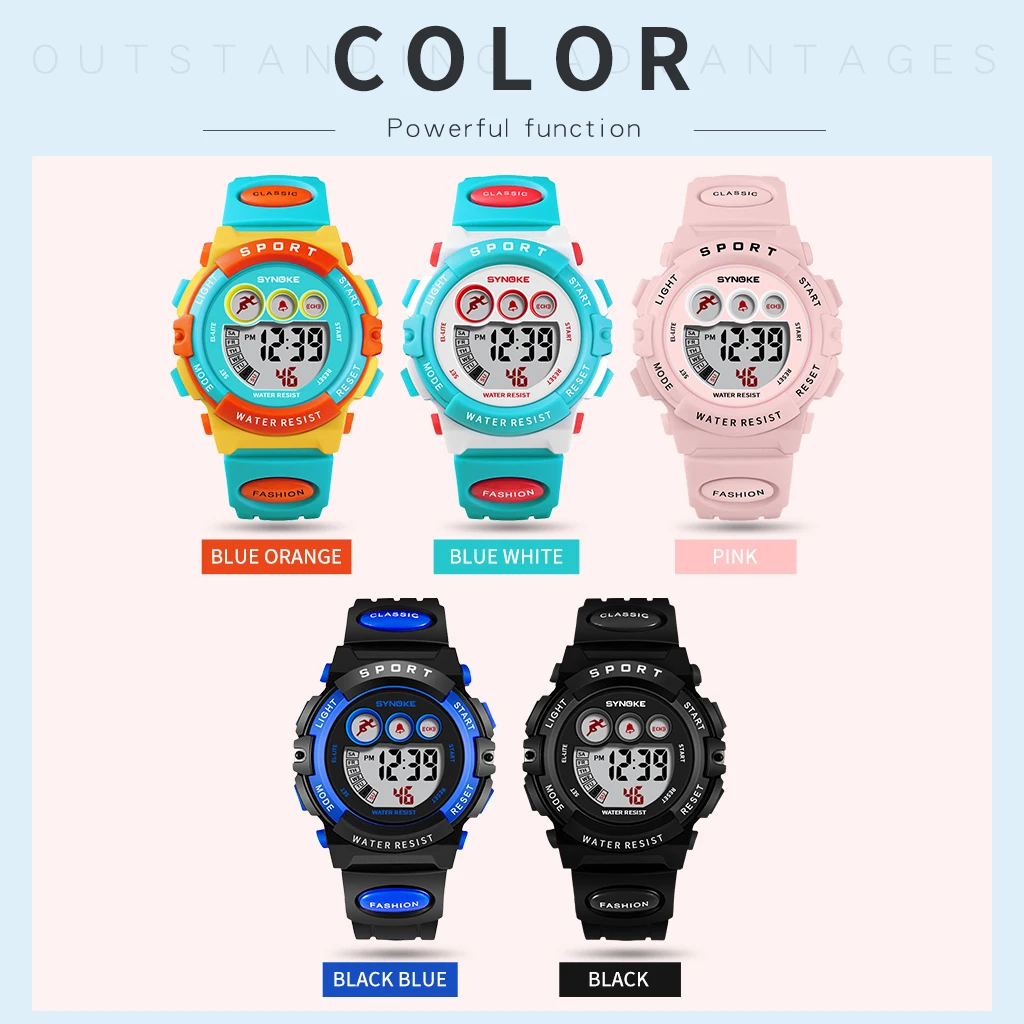 Sports Kids Watch Students Watches 50M Waterproof SYNOKE 9802 Digital Watch Electronic Clock Children Boys Girls Gifts