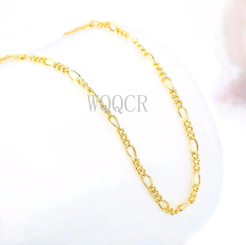 1PCS Women's High Jewelry 1.9MM 18 K Gold Figaro Chain Necklace Charm Gold Necklace 16