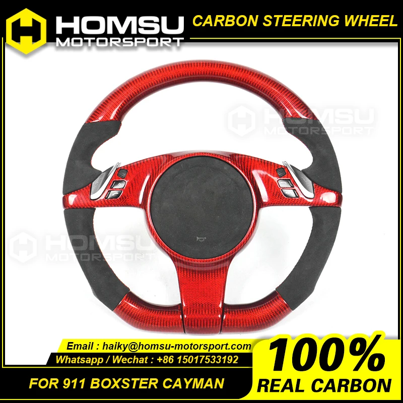 Custom alcantar carbon fiber steering wheel For porsche 2009-2014 911 boxster cayman racing wheel convertible