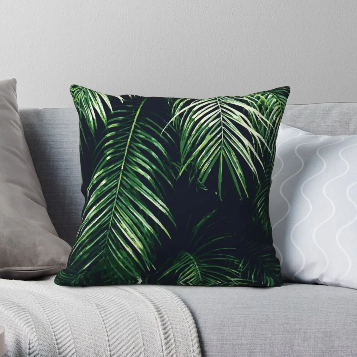 

Tropical Palm Leaves Square Pillowcase Polyester Linen Velvet Pattern Zip Decor Sofa Seater Cushion Cover