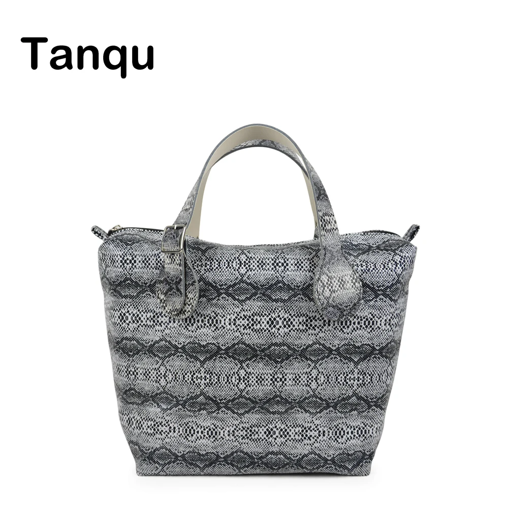 

TANQU Waterproof Snake Skin Grain PU Insert Inner Zip Pocket Plus Adjustable Handles for Classic Mini Obag O Bag Women's Handbag