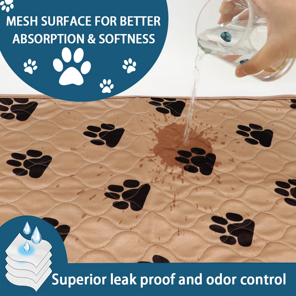 Waterproof Dog Diaper Mat Washable Pet Urine Pad Reusable Dogs Cat Diapers Pads Paw Print Dogs Car Seat Cover Sofa Bed Mats