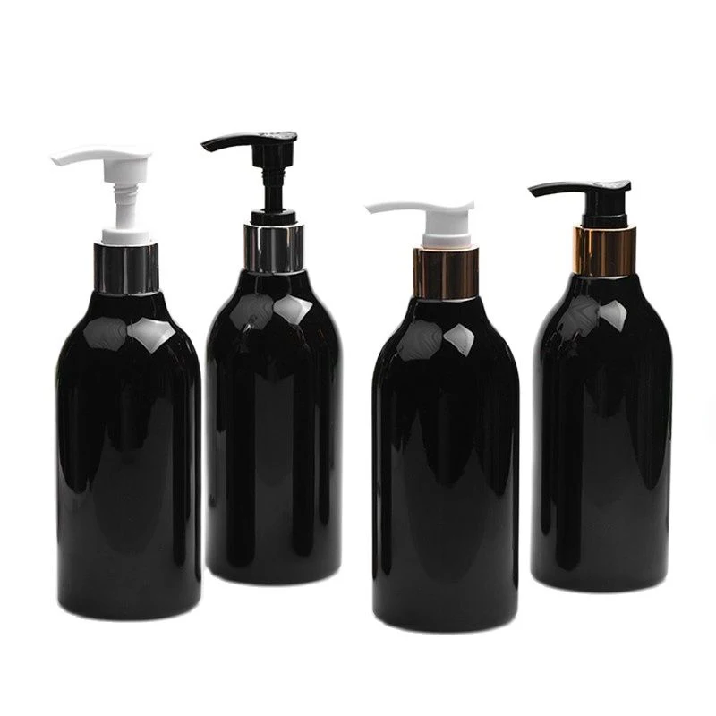 300ML X 20 Black Plastic Bottle With Silver Gold Collar Lotion Pump Empty 10 OZ Cosmetic Container Shampoo Shower Gel Bottles