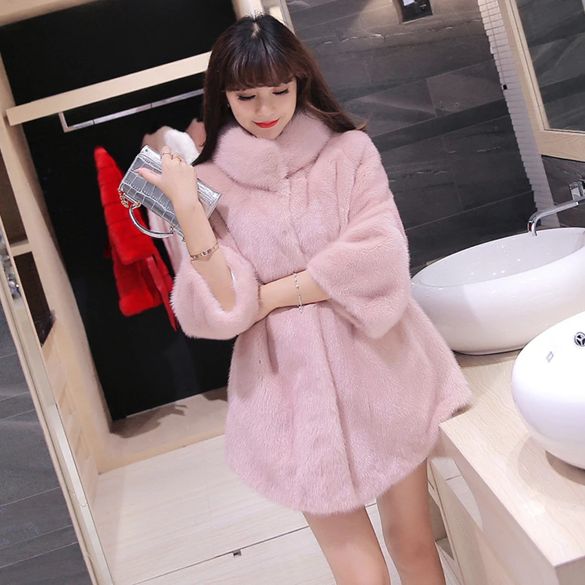 Faux Mink Fur Coat Women Elegant Winter fur jacket Coats 2021 Fashion Winter Long Sleeve OL streetwear Coat chaqueta mujer шубы