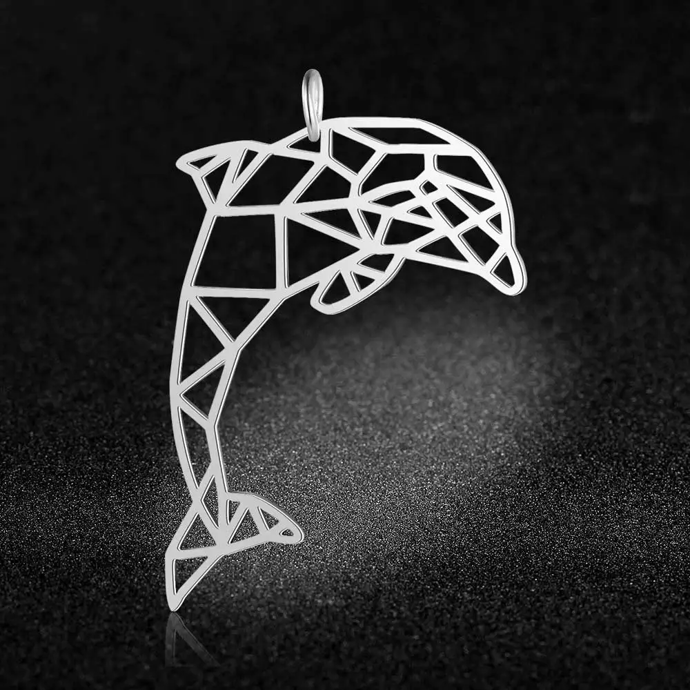 5pcs/lot 316 Stainless Steel Large Whale Tail Dolphin DIY Connector Charm Pendants Wholesale Pendant for Necklace Never Tarnish