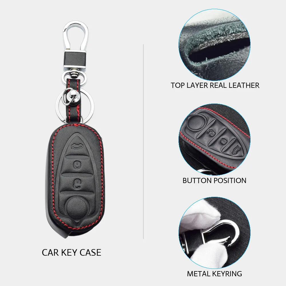 Leather Car Key Case For Alfa Romeo 500L 159 GTO Giulietta Mito Folding Remote Fobs Shell Protector Cover Skin Auto Accessories