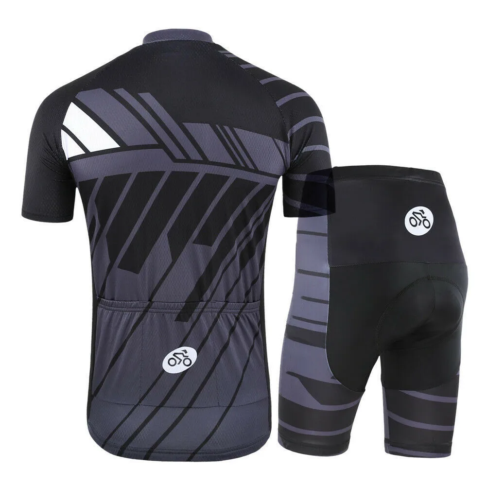 Best Seller Summer Short Sleeve Cycling Suit Men\'s Top and Bottom Bib Shorts Kit  Bike Jersey Set Cycling Clothing With Pocket