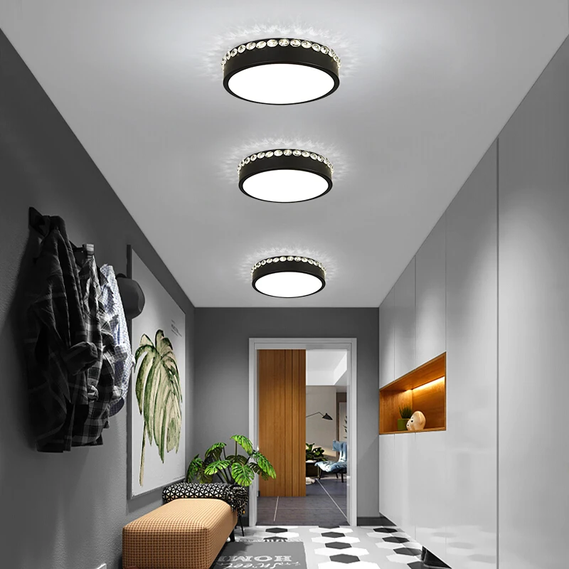 

Crystal LED Ceiling Lights Black Gold White Modern Panel Light in Living room Bedroom Natural light Surface Mount Fixture