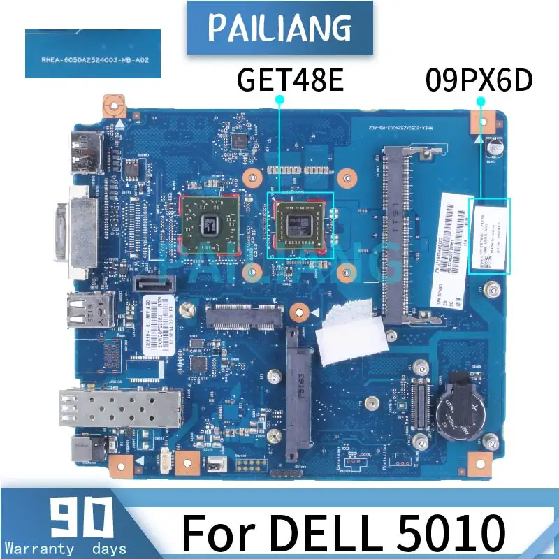 

For DELL 5010 GET48E Laptop Motherboard 6050A2524003 09PX6D DDR3 Notebook Mainboard