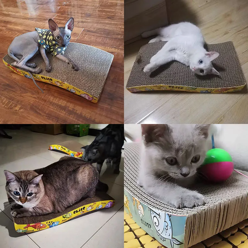 Corrugated Cat Scratch Board Double-Sided Durable Pet Scratcher Pad Bed Mat With Catnip Toy Claw Care Kitten Interactive Cat Toy