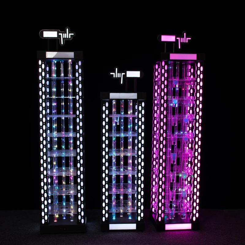 KTV Luxury Cube Tower Cocktail Cup Holder Bar LED Luminous Bullet Cup Holder