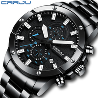 New CRRJU Watches for Men Top Brand Luxury Fashion Business Quartz Men’s Wristwatch Stainless Steel Waterproof Sports Clock