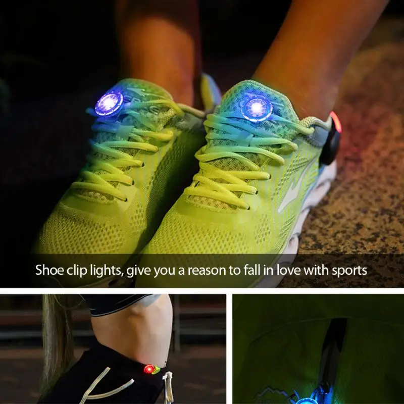 Safety Warning Light Outdoor Sports Night Running Walking Cycling LED Luminous Shoe Clip Light Backpack Lamp Bicycle Accessories