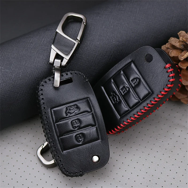 Leather Car Keyring Key Case Cover For Kia Picanto Rio 3 4 Niro K5 Soul Sportage 4 Cerato Ceed JD Seltos K5 2021 Key Accessories