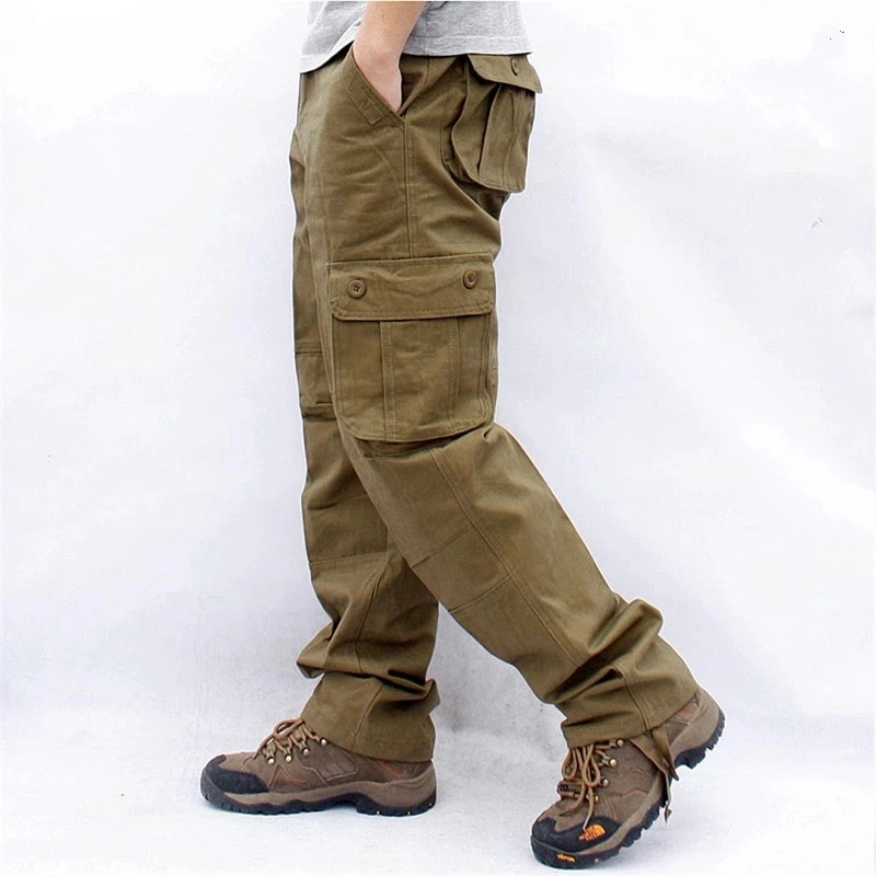 Men's Overalls Cargo Pants Multi Pockets Tactical Work Casual Pants Pantalon Hombre Streetwear Army Straight Long Trousers