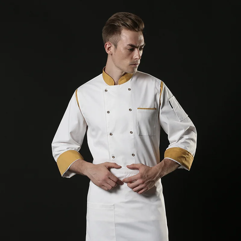 Männer kochen kleidung lange ärmeln restaurant uniform frauen und männer küche Catering schwarz kochen mantel zweireiher koch jacke