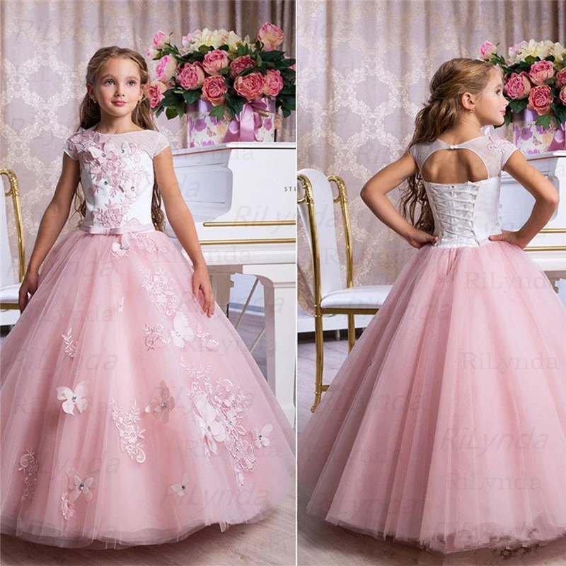 Vintage Bloem Meisjes Jurk Voor Bruiloft Avond Kinderen Princess Party Pageant Lange Jurk Kinderen Jurken Voor Meisjes Formele Kleding