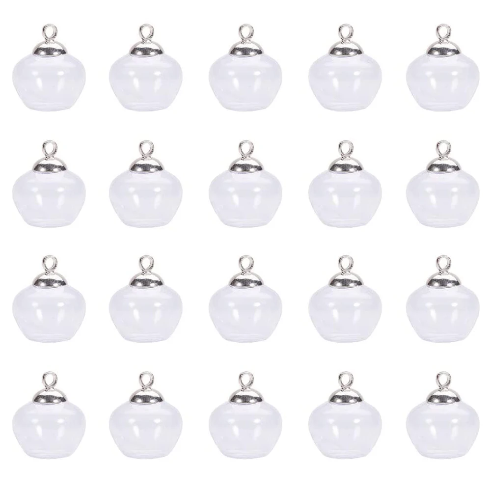 10PCS Cute Apple Shape  Glass Bottle Pendant Glass Vials Pendant Diy Jewelry Finding Handmade