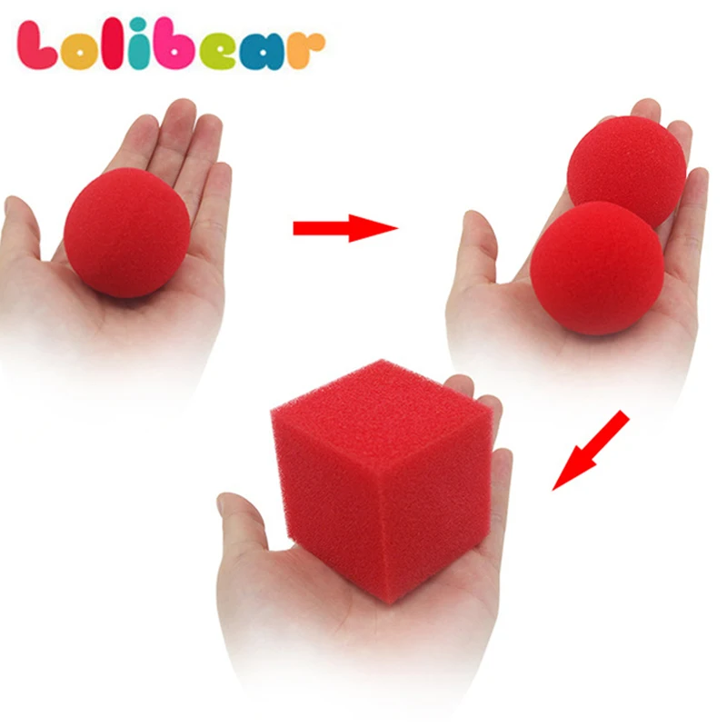 Red Balls To Square (1set=1pc square + 2pcs ball) Magic Tricks Close Up Magia Appear Vanish Red Magie Illusions Gimmick Props