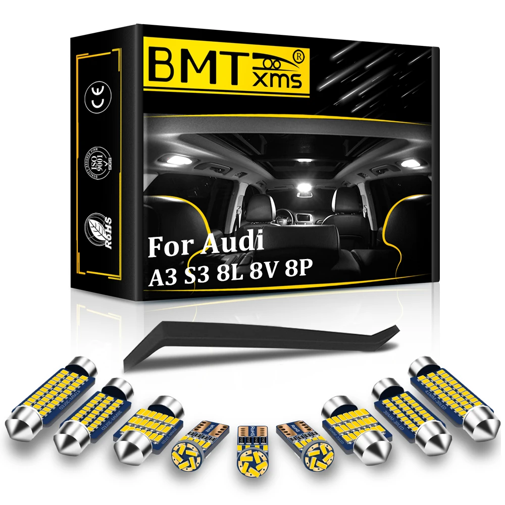 

BMTxms Автомобильный светодиодный внутренний светильник Canbus для Audi A3 S3 RS3 8P 8V 8L 1996-2022 2004 2005 2006 2007 2008 2009 Комплект ламп багажника с купольной картой