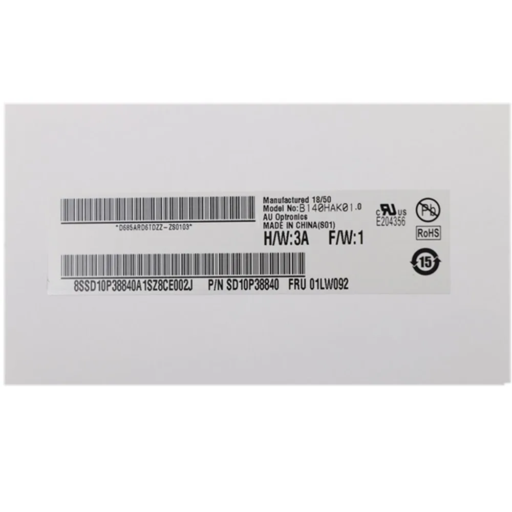 Imagem -04 - Lcd Tela de Toque B140hak01.0 para Lenovo Thinkpad T480 1920*1080 14.0 40pin Tela Lcd Fru 01lw092 01er011 00ny691 Novo