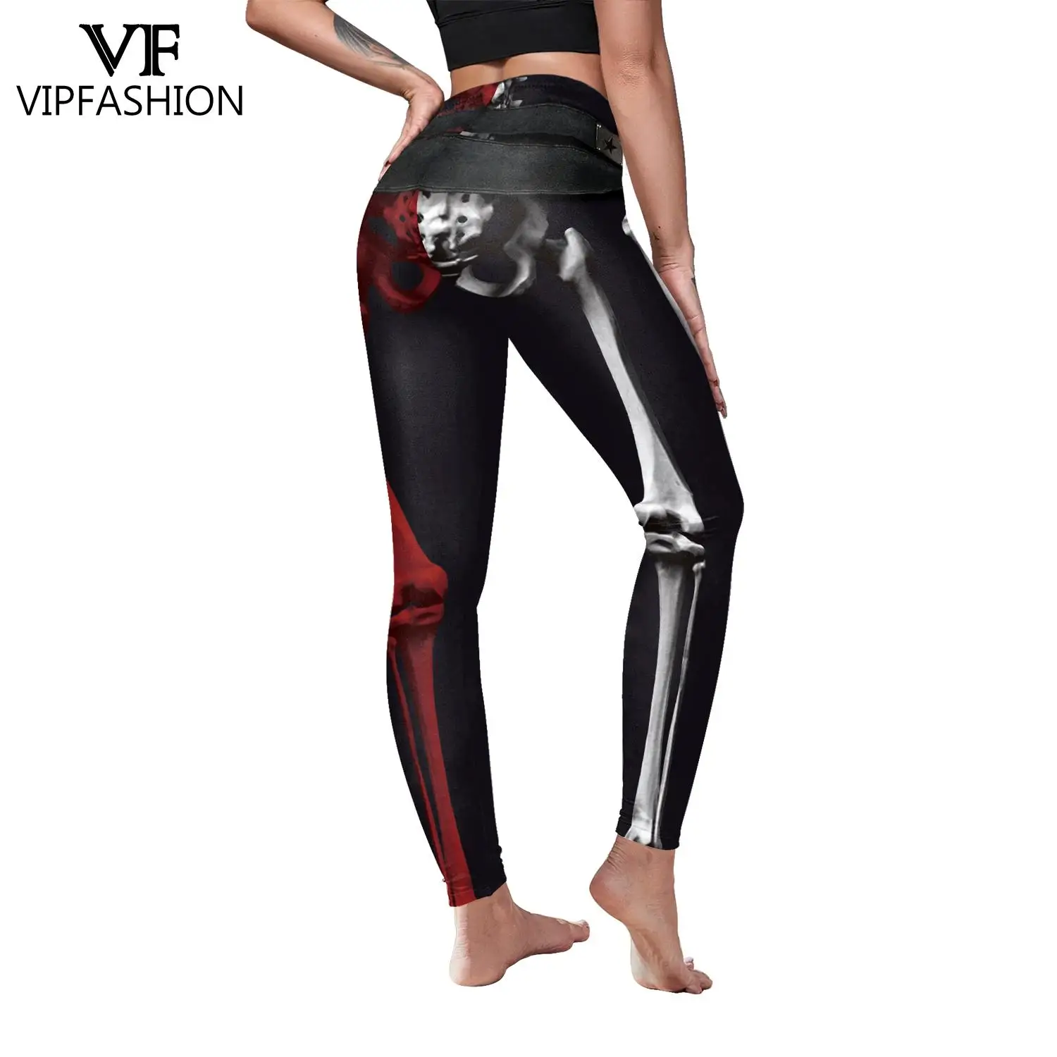 Vip Fashion 220gsm Melkzijde Vrouwen Skelet 3d Geprint Leggin Elastische Strakke Broek Push Up Fitness Leggings Broek