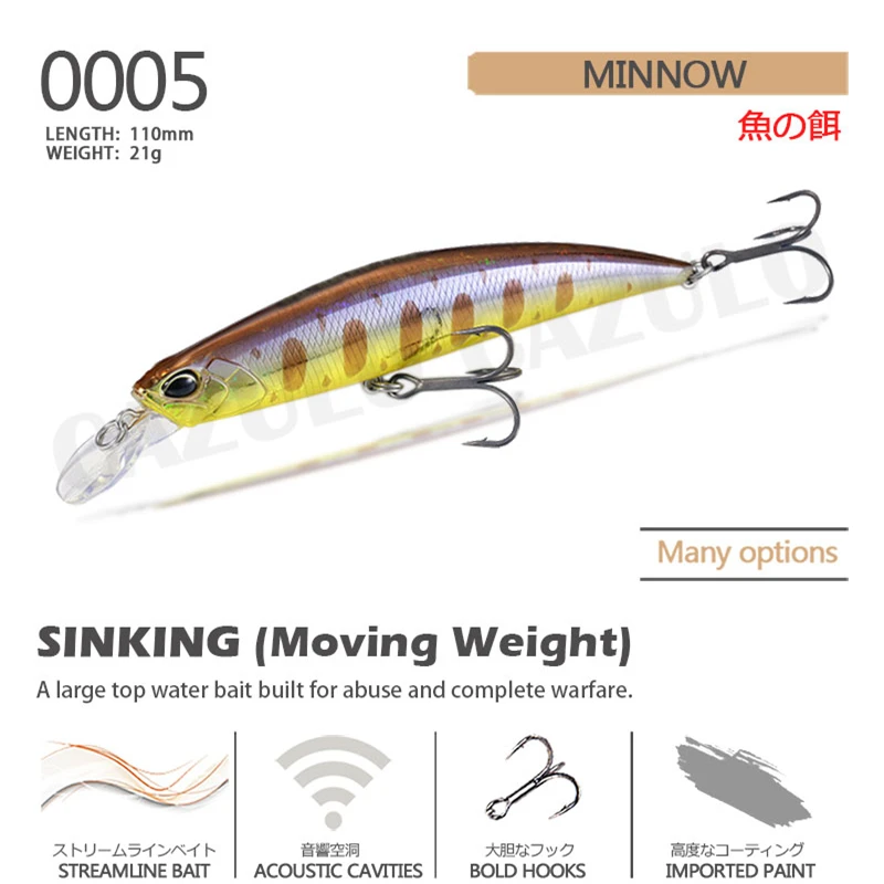 Minnow Fishing Accessories Lure Weights 21g 11cm Isca Artificial Sinking Baits Mino Carpe Fish Tackle Accesorios De Pesca Leurre
