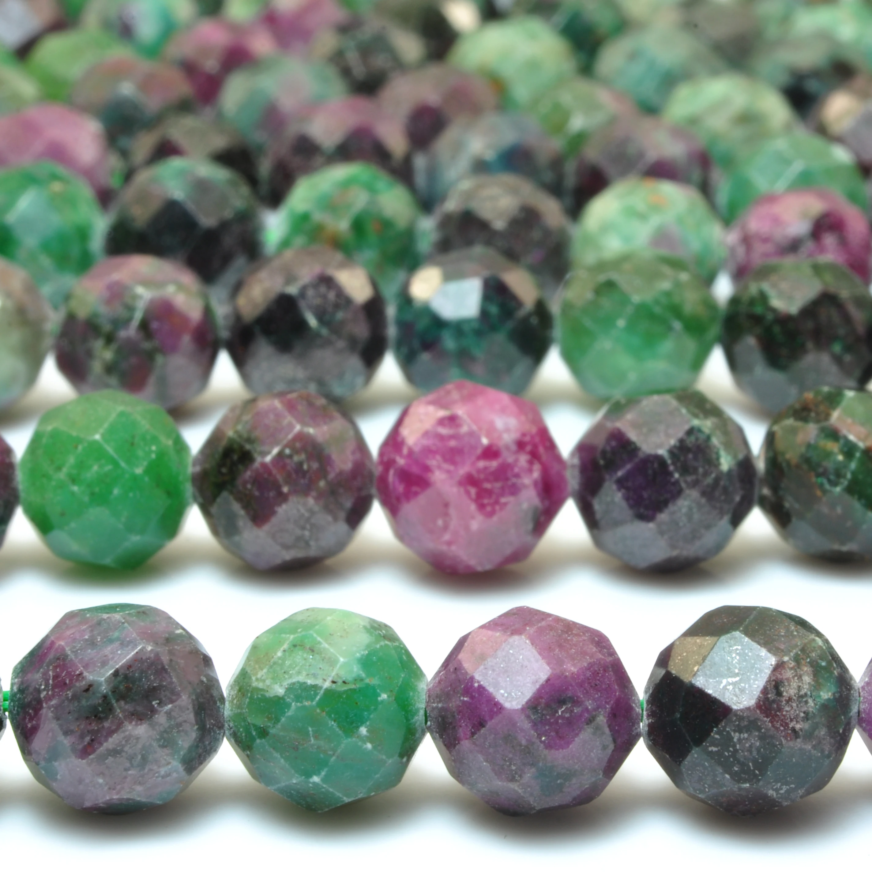 Natural Ruby Zoisite Faceted Round Loose Beads Wholesale Gemstone Semi Precious Stone Bracelet Necklace Diy Jewelry Making 15