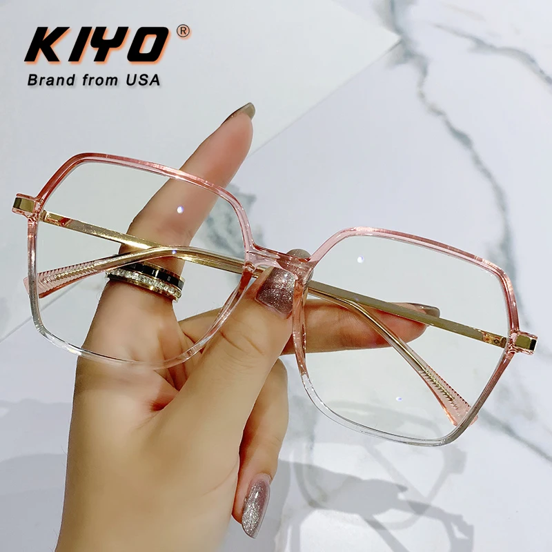 

KIYO Brand 2021 New Women Men Fashion Anti Blue Light Optical Frame TR90 Eyeglasses Frames Polygonal Spectacles Glasses 9724