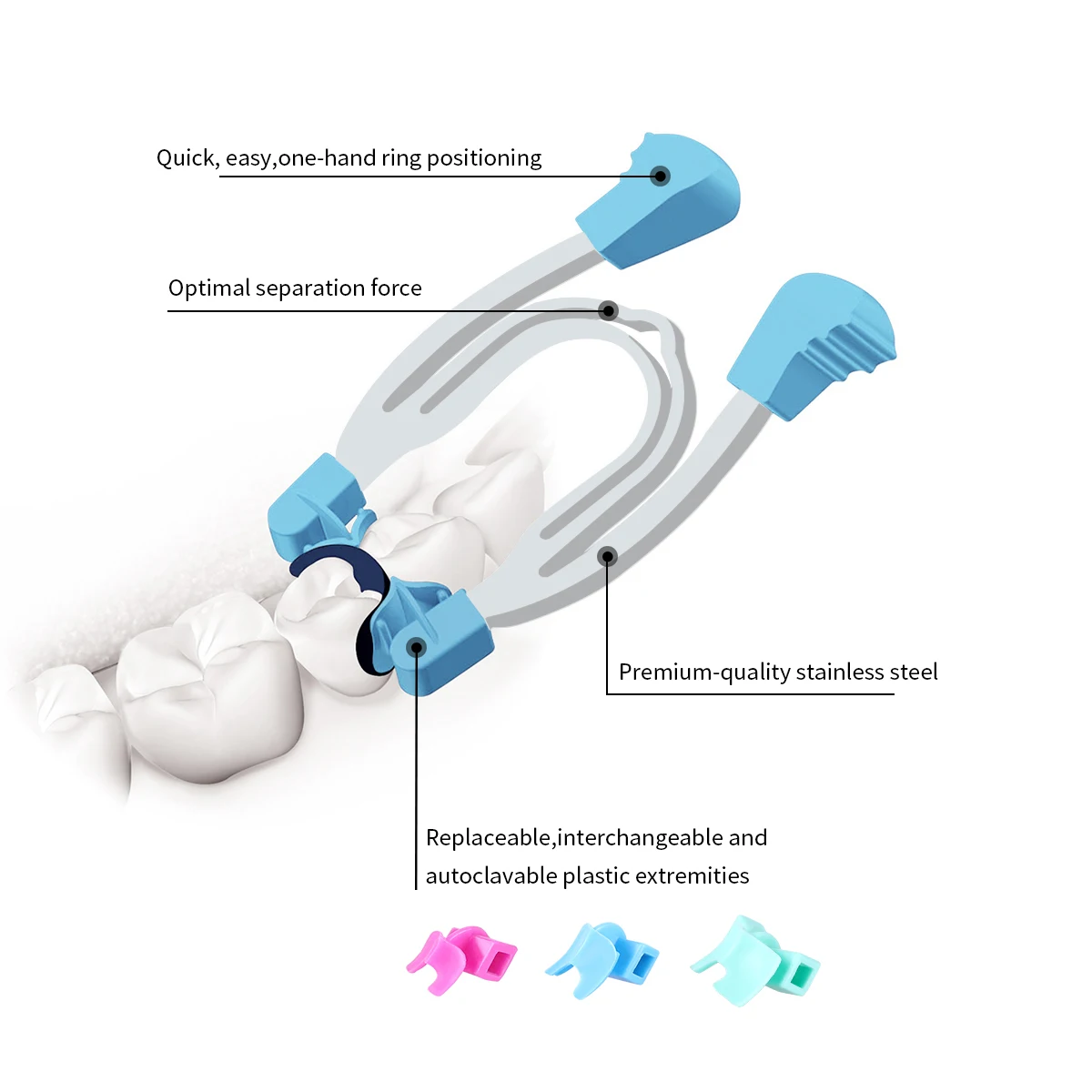 Azdent Dental Matrix Seccional, Metal Contorneado, Primavera Clip Anéis, Grampos Cunhas, Ferramentas Dentista