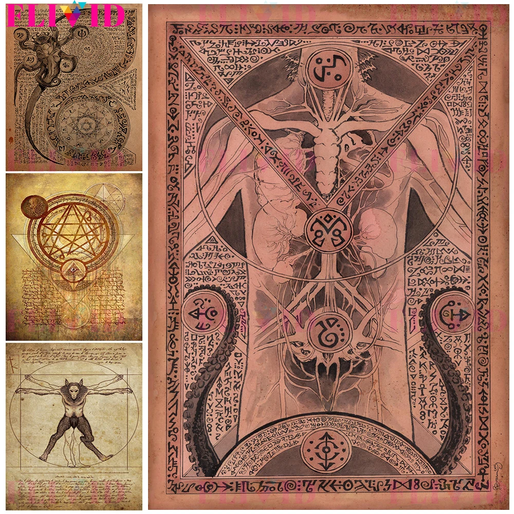 

Book Of The Dead Retro Wall Art Canvas Painting Greater Key Of Solomon Clavicula Salomonis Poster And Print Decoration Unframed