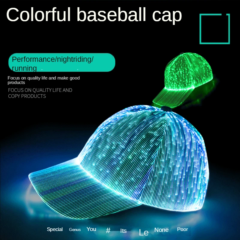 LED Luminous Baseball Cap, Rechargeable Sports Hat, Luminous Bar, Bungee Electric, Advertising Cap