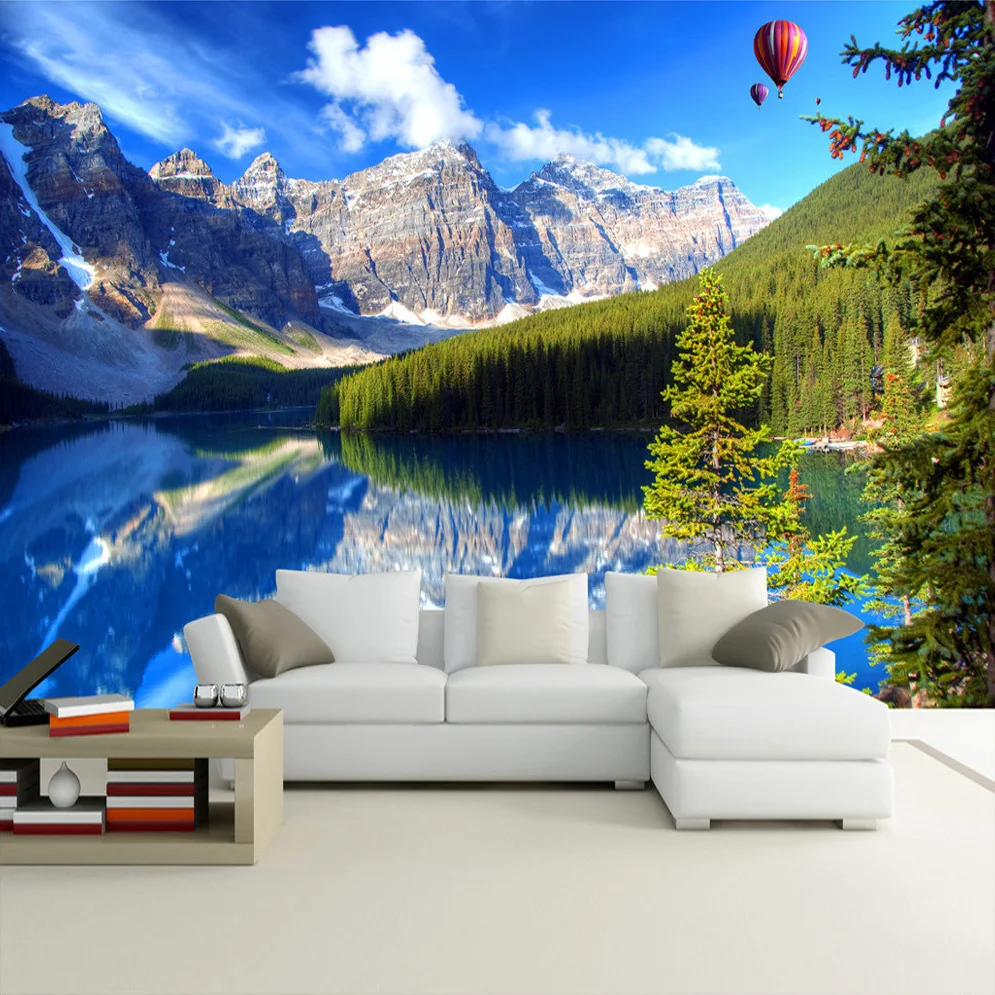 Custom Mural Wall Papers Home Decor Snow Mountain Lake Nature Landscape Photography Background Wall Painting 3D Photo Wallpaper