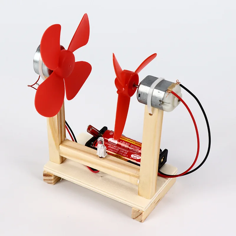 1Pcs Creative DIY Windturbines Science Experiment Technologie Gizmo Houten Blokken Speelgoed Grappig Handgemaakte Kind Speelgoed