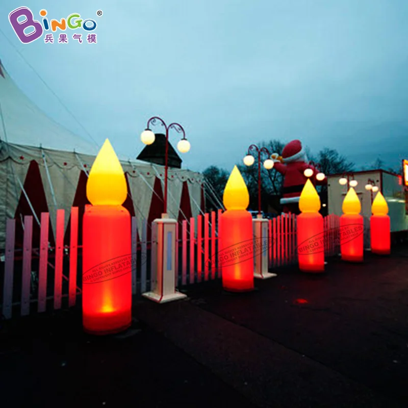 Inflatable Christmas Outdoor Decorations 3mH Inflatable Candle Model With Lighting Christmas Candle Balloons For Sale