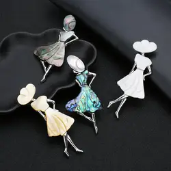Hot Bohemian Women Natural Mother of Pearl Abalone Shell Pendant Brooch for Dual Use Charm Jewelry Findings Making DIY  broches