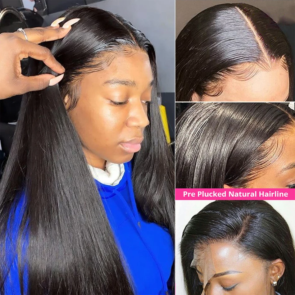 12A Ready To Wear Brazilian Lace Front Human Hair Wigs13x4 Straight Lace Frontal Wigs Pre Cut No Glue Lace Wigs Pre Plucked 180% image 5