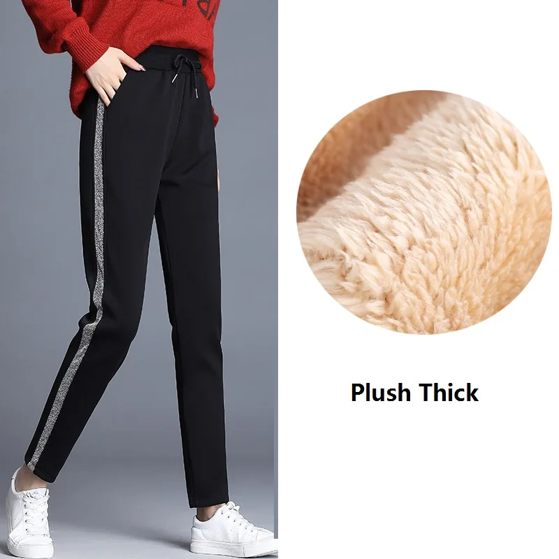 ฤดูหนาว Warm กางเกงยาวลาย Plush กางเกงผู้หญิง2021 Casual หลวม Harlan Sweatpants Y2k Harajuku กางเกงหญิง Sportwear