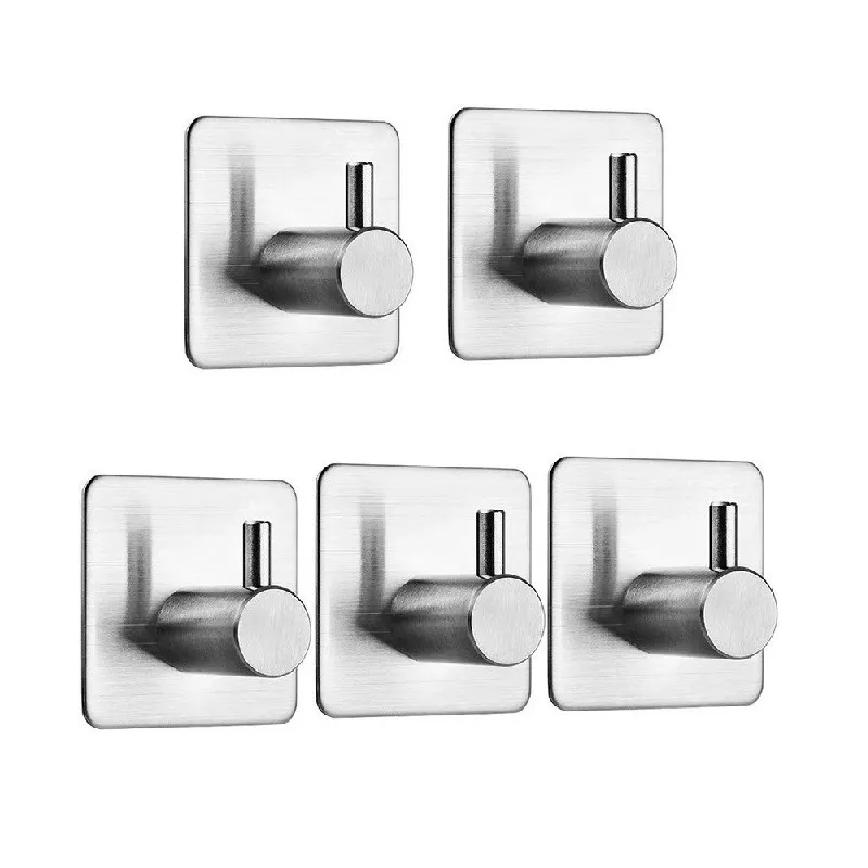 100pcs Self Adhesive Stainless Steel Robe Coat Hooks Anti-Rust Waterproof Stick on Hooks for Kitchen Bathroom Office Toilet