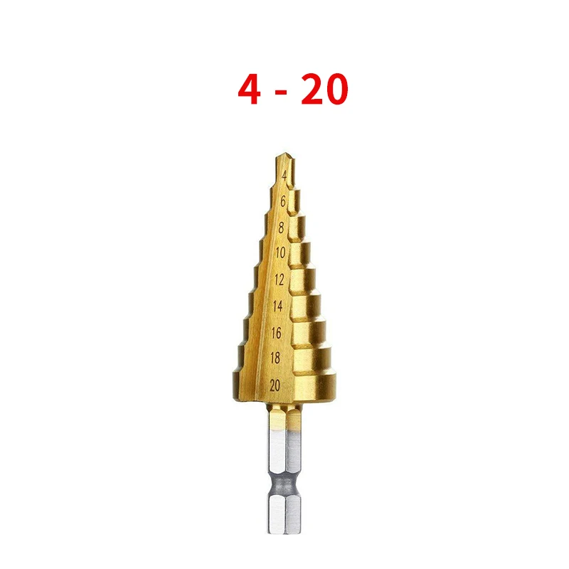 Punta da trapano in titanio HSS 3-12 3-13 4-12 4-20 4-22 4-32 utensili elettrici di perforazione metallo acciaio ad alta velocità foro per legno sega cono passo