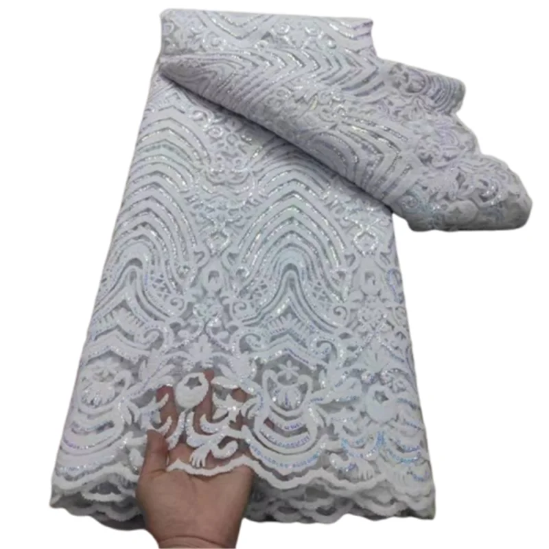 

French Tulle Lace Fabric Soft Bridal Materials Nigerian African Mesh Lace Fabric Sewing Sequins For Wedding Party(JZZ-10-21