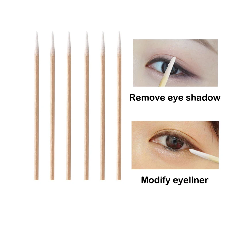 500pcs Cotton Swab Micro Brushes Permanent Makeup Lint Wood Buds Ear Clean Stick Eyelash Extension Glue Disposable Removing Tool