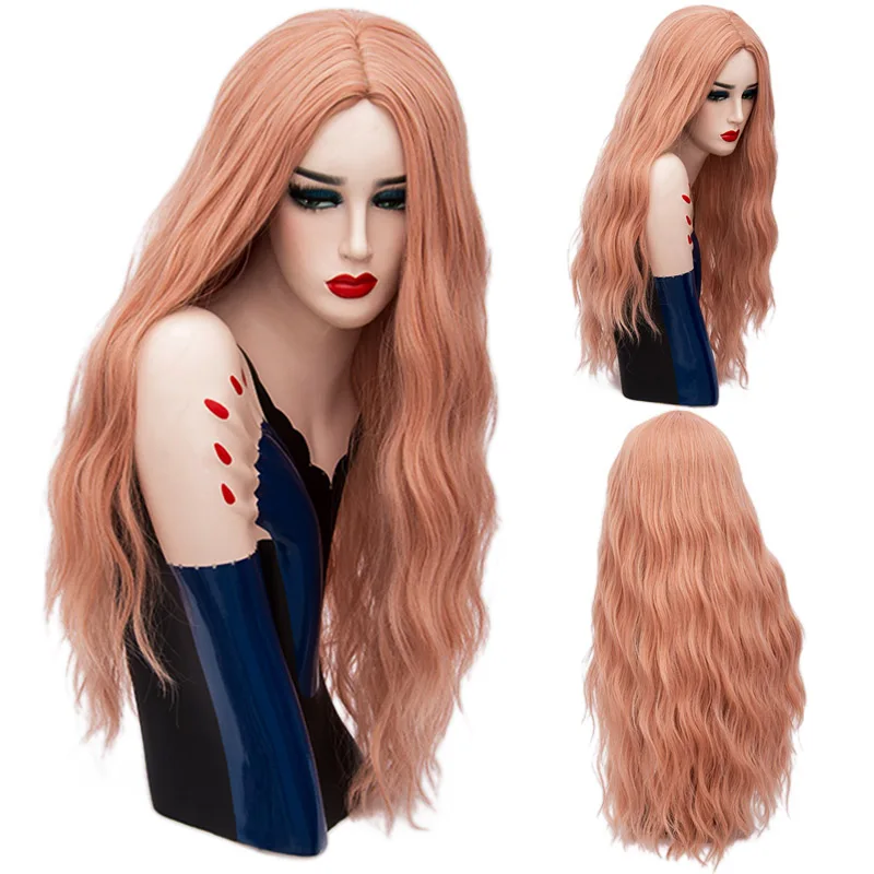 MSIWIGS Long Pink Wavy Wig Cosplay