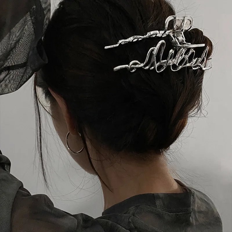 Persönlichkeit geometrische design flüssigkeit form klaue-stil haarnadel weibliche spezielle-förmigen disc haar starke nicht-slip große greifen clip – Detail 7