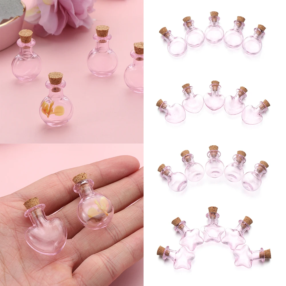 5pcs Wedding Supplies Home Decoration DIY Pendants Storage Vial Empty Sample Jars Glass Cork Bottles Wishing Bottle